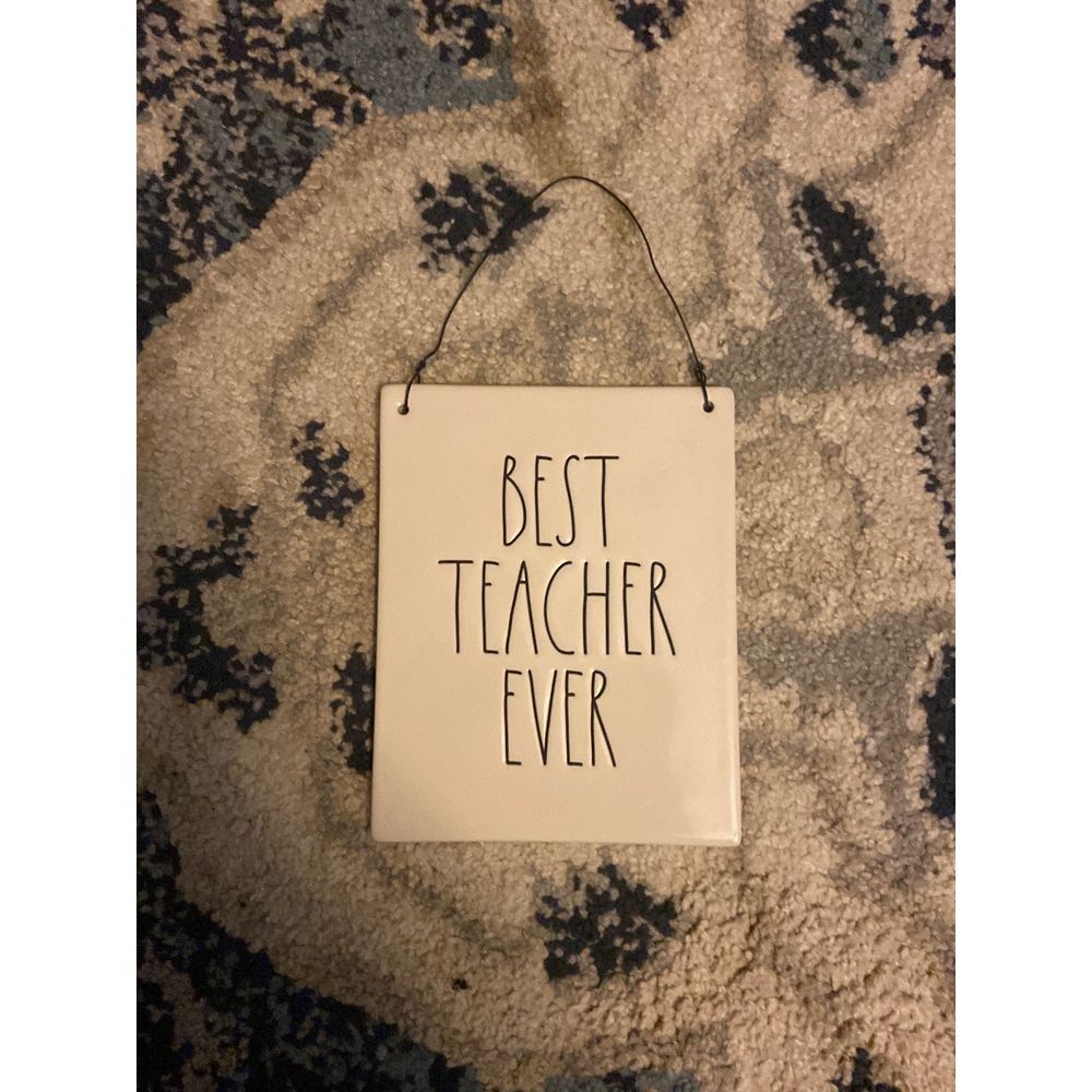 Rae Dunn "Best Teacher Ever" hanging ceramic sign